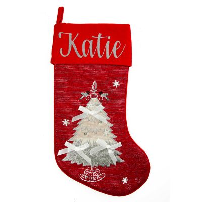 Personalised Red Tree Christmas Stocking