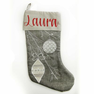Personalised Silver Bauble Christmas Stocking