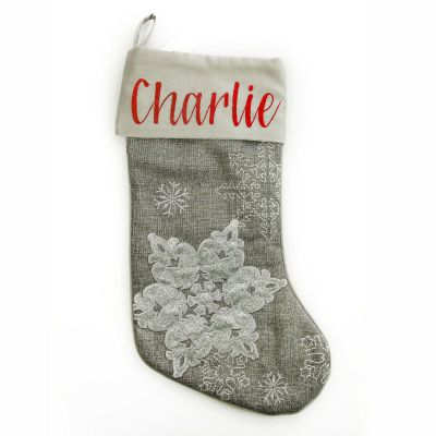 Personalised Silver Snowflake Christmas Stocking