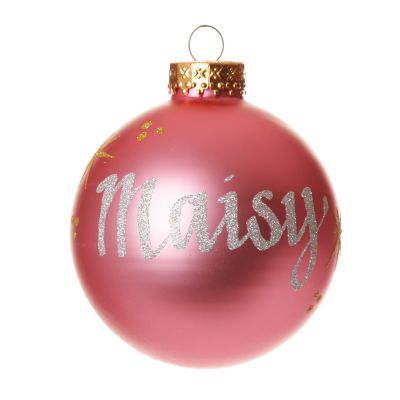 Candy Pink Glass Personalised Christmas Bauble