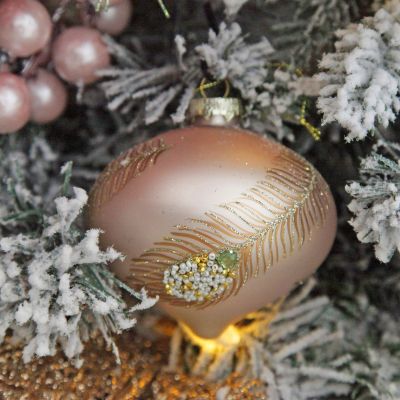 Pink Jewelled Feather Christmas Bauble and Onion Bauble - Set of 2