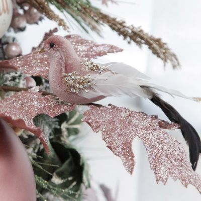 Pink Velvet Bird with Sequins