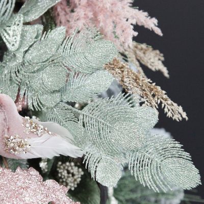 Sage Glitter Feathers with Butterfly Spray Pick