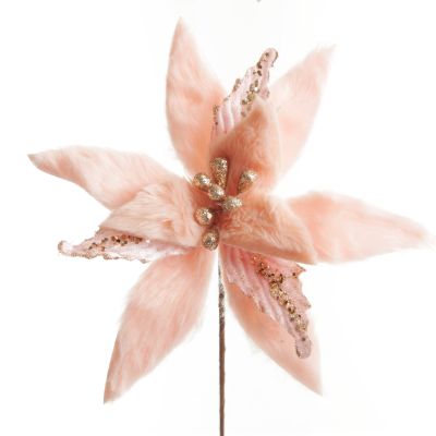 Pink Fur Poinsettia Flower Stem