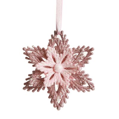 Pink Glitter Flower Christmas Tree Decoration