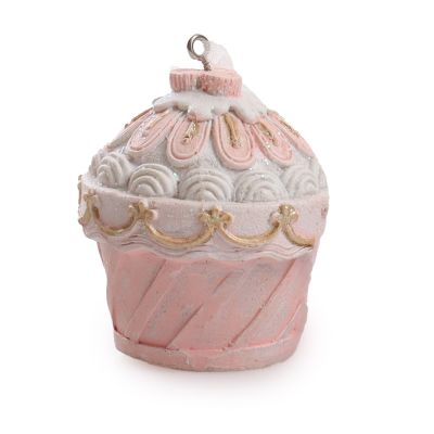Pink with Gold Cupcake Hanging Christmas Decoration