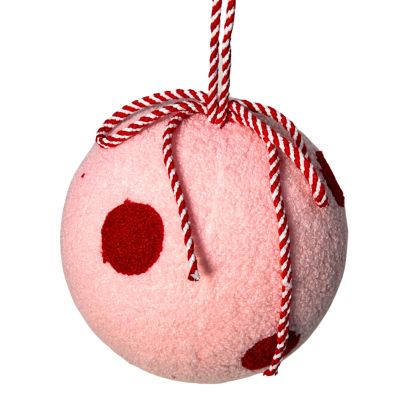 Pink with Red Spots Felt Christmas Bauble