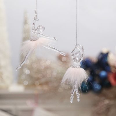 Pretty Pink Ballerina Christmas Decoration Pack of 2