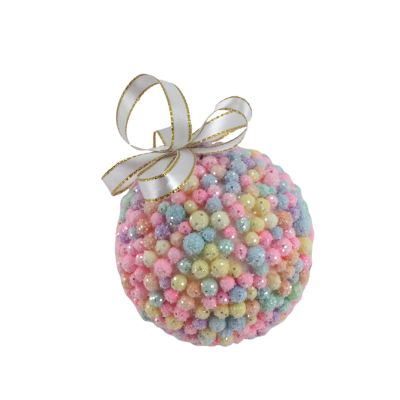 Rainbow Glitter and Sequin Ball Hanging Decoration 10cm - Set of 2