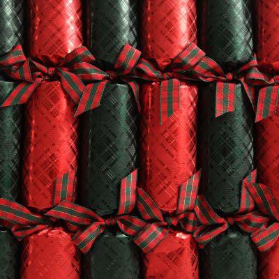 Red and Green Christmas Bon Bons with Tartan Ribbon