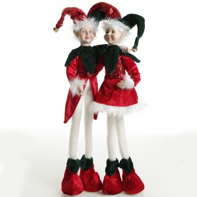 Green and Red Elf Standing Christmas Ornament