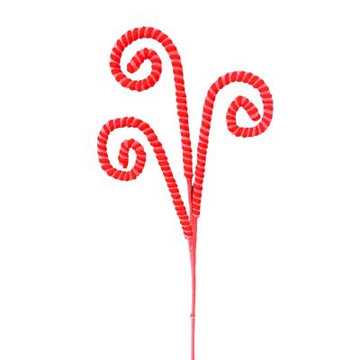 Red and White Chenille Stick Candy Cane Christmas Pick