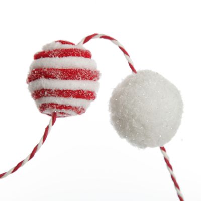 Red and White Candy Cane Stripe Ball Garland
