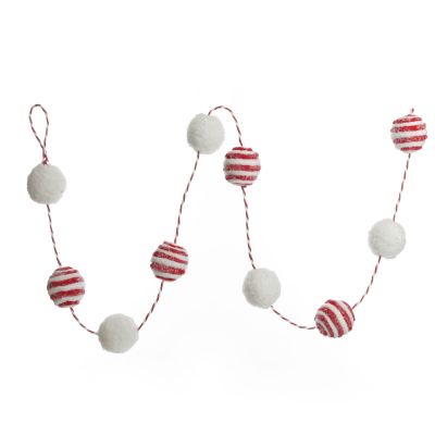 Red and White Candy Cane Stripe Ball Garland