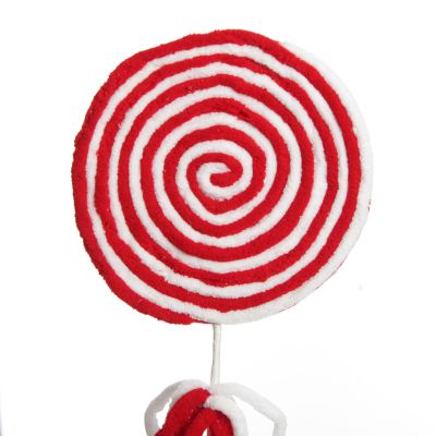 Red and White Felt Lollipop Christmas Pick