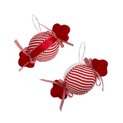 Red and White Rounded Lollies - Set of 2