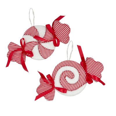 Red and White Striped Lollies - Set of 2