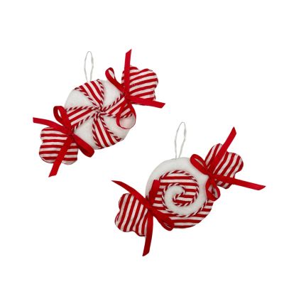Red and White Striped Small Lollies - Set of 2