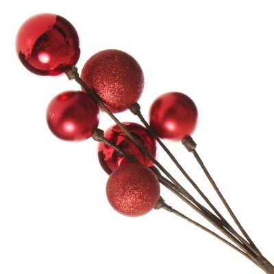 Red Christmas Bauble Cluster Pick