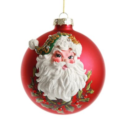 Red Glass 3D Santa Christmas Bauble