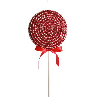 Red Glitter with Twine Lollipop Christmas Decoration