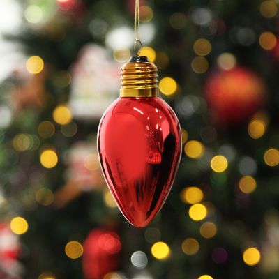 Red Light Bulb Hanging Christmas Decoration
