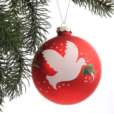 Red Peace Doves Christmas Bauble