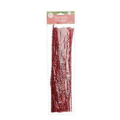 Red Tinsel Chenille Stem Pipe Cleaners Pack of 50 whole product