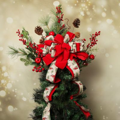 Red Truck Deluxe Tree Topper Bow with Streamers