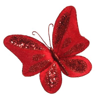Red Velvet and Sequin Butterfly Clip
