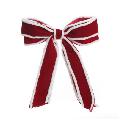 Red Velvet Christmas Bow with Fur Trim