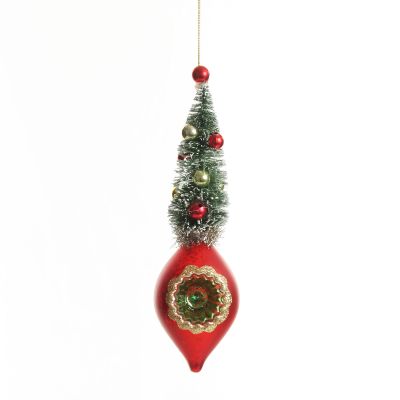 Red Vintage Glass Christmas Finial