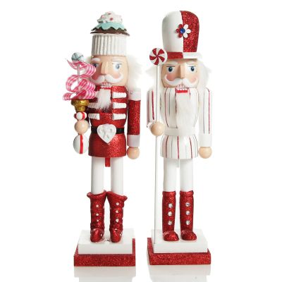 Red and White Stripe Jacket Peppermint Candy Wooden Nutcracker Extra Large
