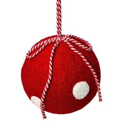 Red with White Spots Felt Christmas Bauble