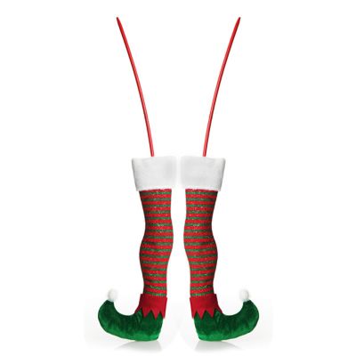 Pair of Red and Green Striped Christmas Elf Legs - Large