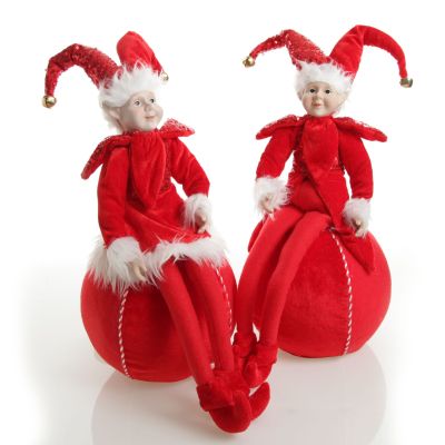 Red Elf on Bauble Christmas Ornament