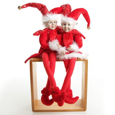 Red Elf Sitting Christmas Ornament