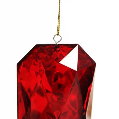 Red Emerald Cut Gem Christmas Hanging Decoration