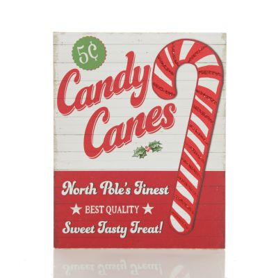 Retro Candy Cane Christmas Wall Box Sign