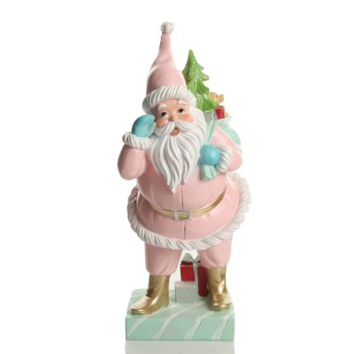 Retro Pink Santa holding Sack Christmas Ornament
