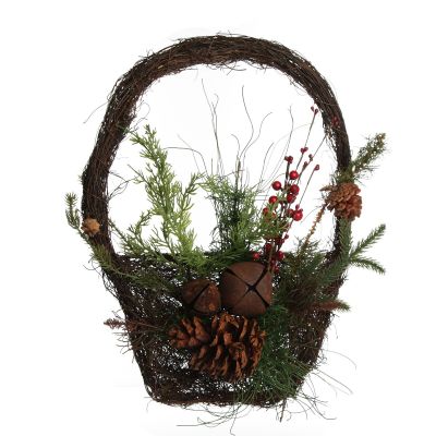 Rustic Pine and Cone Basket Christmas Wall Hanging whole product