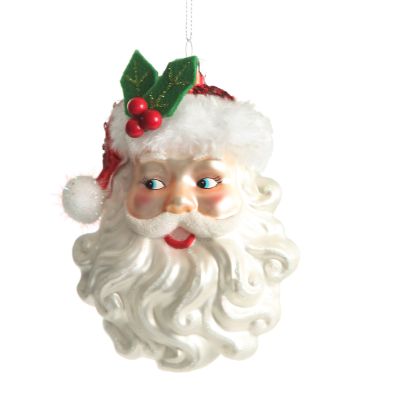 Santa Head Glass Hanging Christmas Decoration