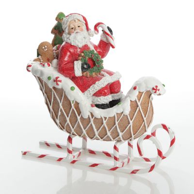 Santa in Gingerbread Sleigh Christmas Ornament