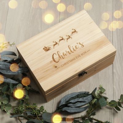 Personalised Santa Sleigh Wooden Christmas Eve Box