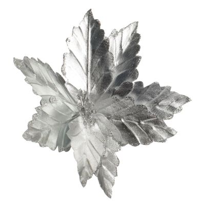 Shiny Silver Foil Pointsettia Flower Clip Whole product