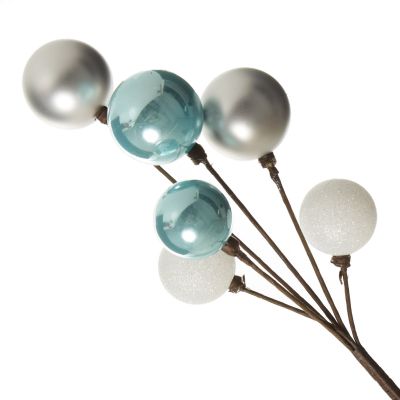 Silver and Blue Christmas Bauble Cluster Pick