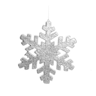 Silver Glitter Hanging Snowflake - Small