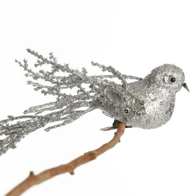 Silver Glitter Sequin Bird Clip Whole product
