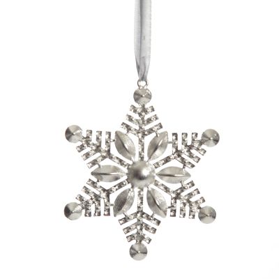 Silver Glitter Snowflake with Diamonte Tree Decoration
