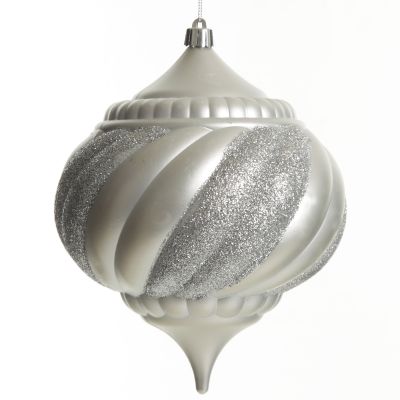 Silver Glitter Swirl Christmas Onion Bauble